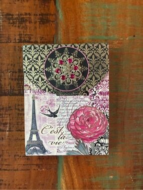 Punch Studio Pink Floral Paris Notepad Jeweled Cover